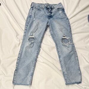 Old Navy Light Blue Distressed Straight Leg Jeans